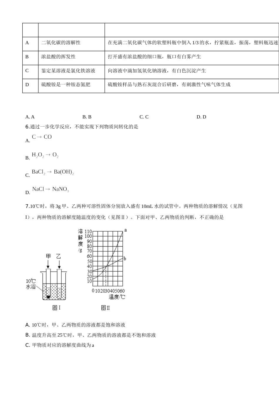 精品解析：山东省济宁市2020年中考化学试题（原卷版）.doc_第2页