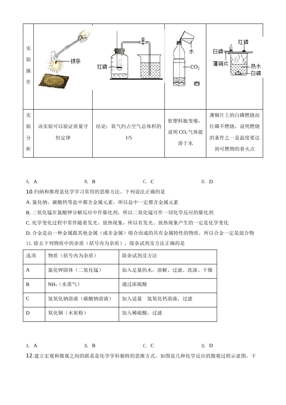 精品解析：宁夏2020年中考化学试题（原卷版）.doc_第3页