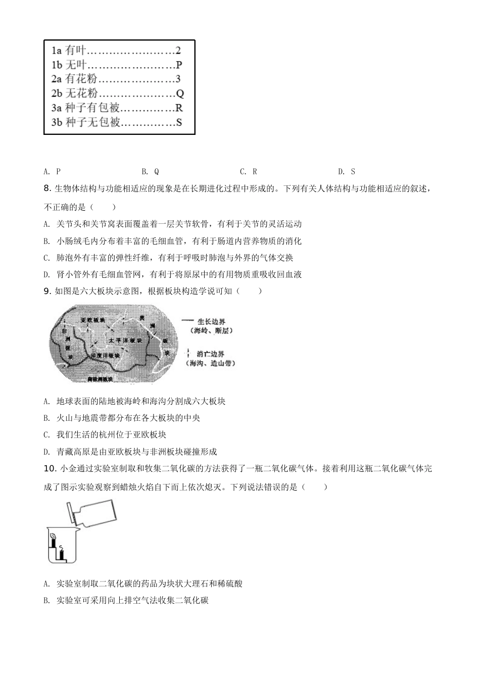 精品解析：浙江省杭州市2020年中考科学试题（原卷版）.doc_第2页