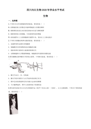 精品解析：四川省内江市2020年中考生物试题（原卷版）.doc