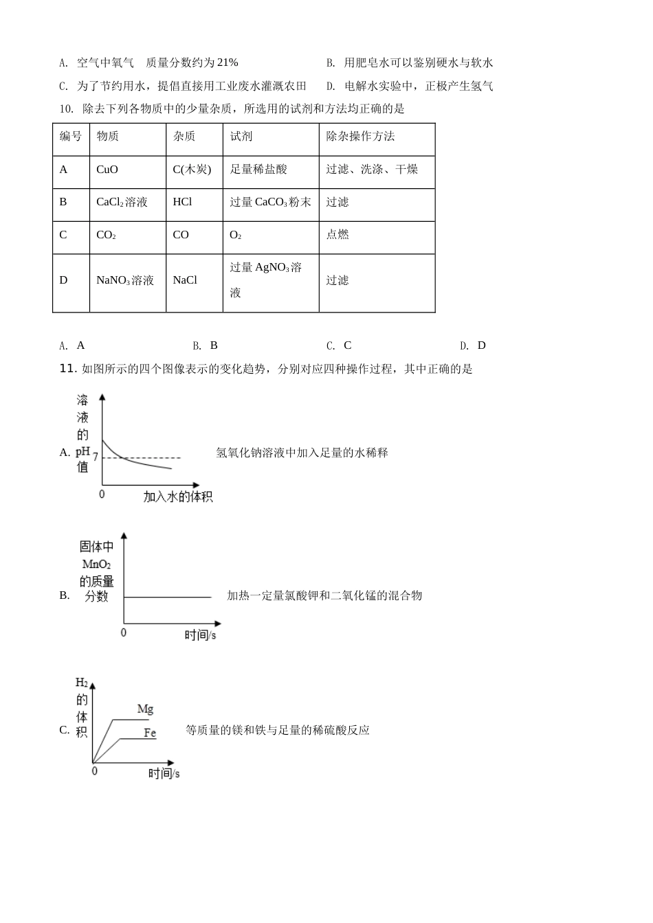 精品解析：四川省眉山市2021年中考化学试题（原卷版）.doc_第3页