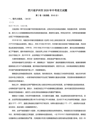 精品解析：四川省泸州市2020年中考语文试题（解析版）.doc