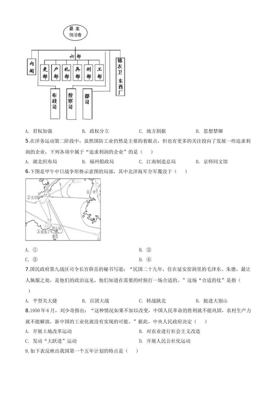 精品解析：山东省威海市2020年中考历史试题（原卷版）.doc_第2页