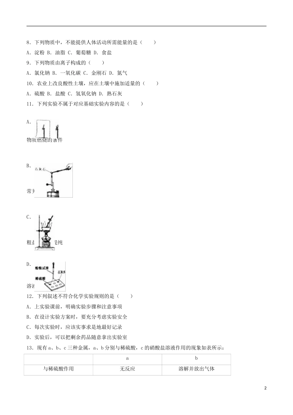 辽宁省沈阳市2016年中考化学真题试题（含解析）.DOC_第2页