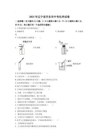 辽宁省丹东市2021年中考化学试题（原卷版）.doc