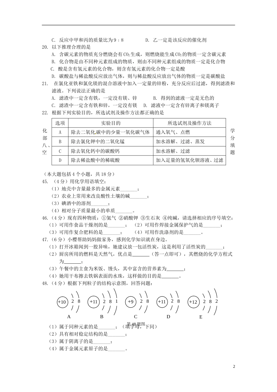 辽宁省丹东市2015年中考化学真题试题（含答案）.doc_第2页