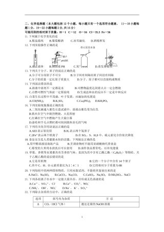 辽宁省丹东市2014年中考化学试题（含答案）.doc