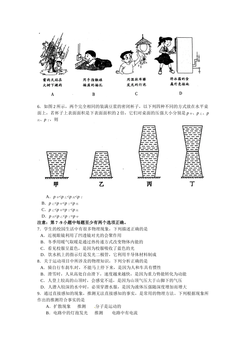 辽宁沈阳2010中考试题物理卷(含答案).docx_第2页