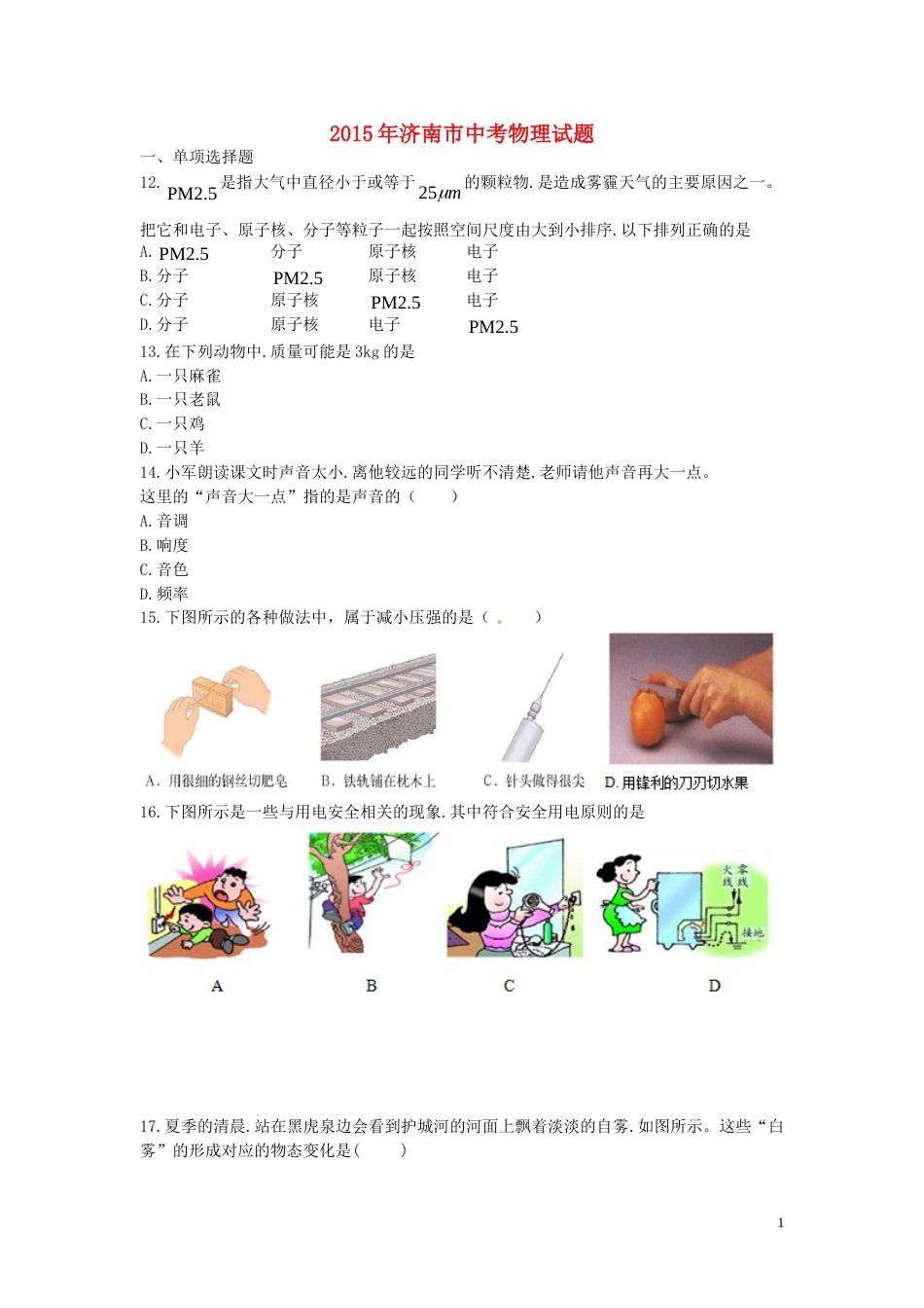 山东省济南市2015年中考物理真题试题（含答案）.doc_第1页