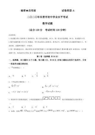 山东省东营市2020年中考数学试题.docx