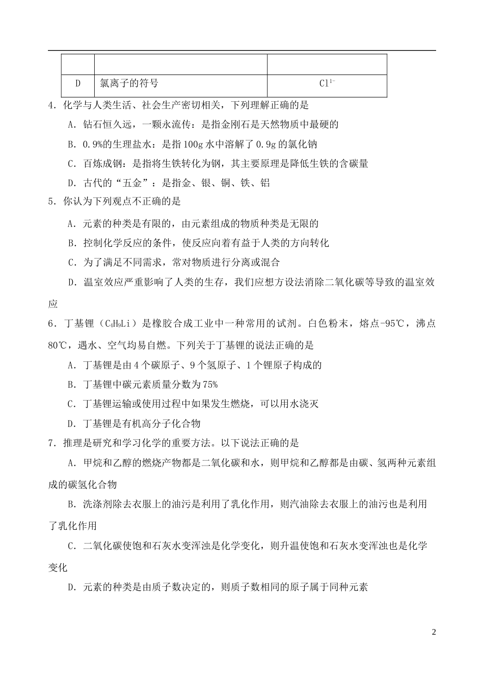 山东省东营市2018年中考化学真题试题（含答案）.doc_第2页