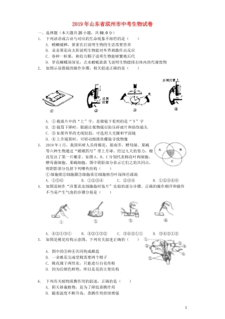 山东省滨州市2019年中考生物真题试题（含解析）.docx