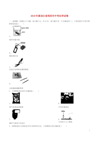 黑龙江省鸡西市2019年中考化学真题试题.doc