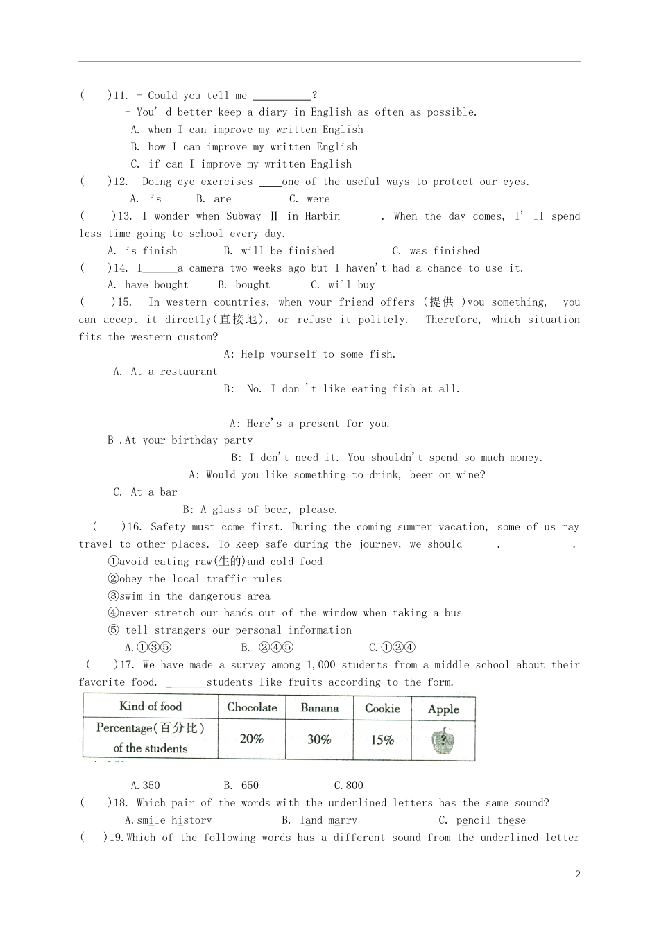 黑龙江省哈尔滨市2015年中考英语真题试题（含答案）.doc_第2页