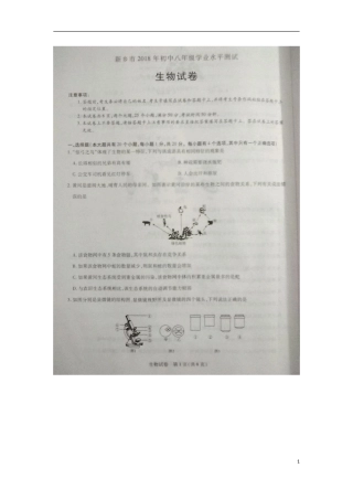 河南省新乡市2018年中考生物真题试题（扫描版，含答案）.doc