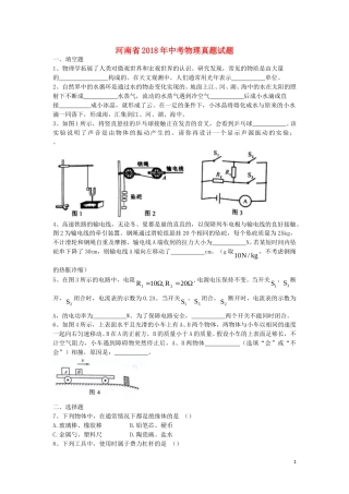 河南省2018年中考物理真题试题（含扫描答案）.doc