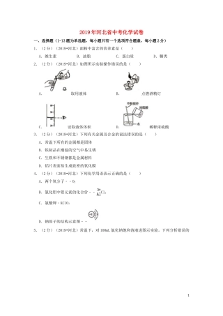 河北省2019年中考化学真题试题（含解析）.doc
