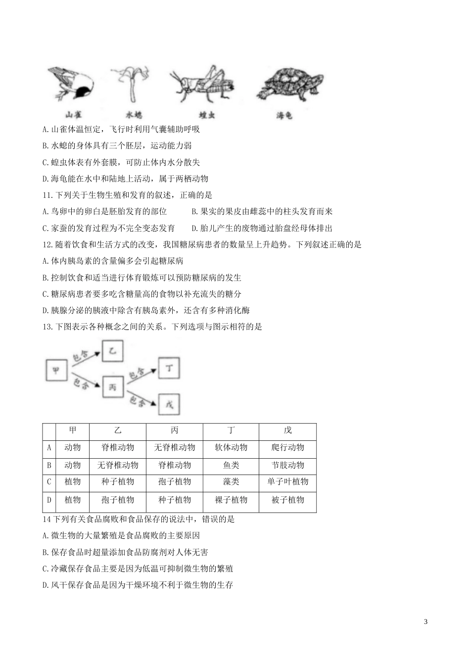河北省2017年中考生物真题试题（含答案）.doc_第3页