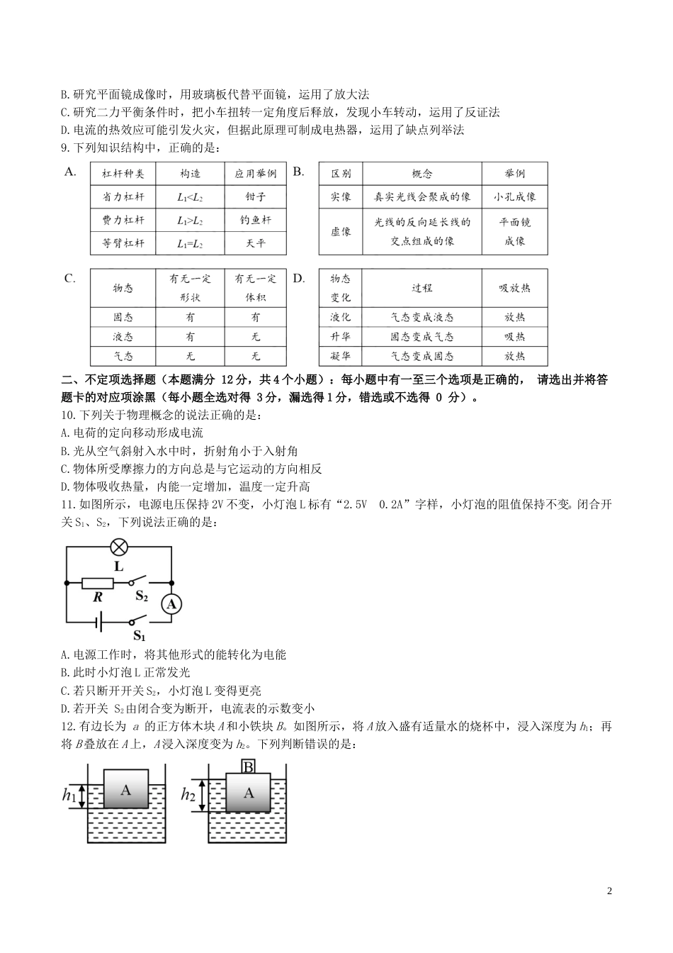 山东省青岛市2017年中考物理真题试题（含扫描答案）.DOC_第2页