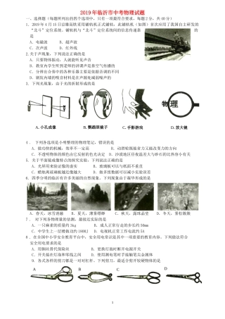 山东省临沂市2019年中考物理真题试题.doc