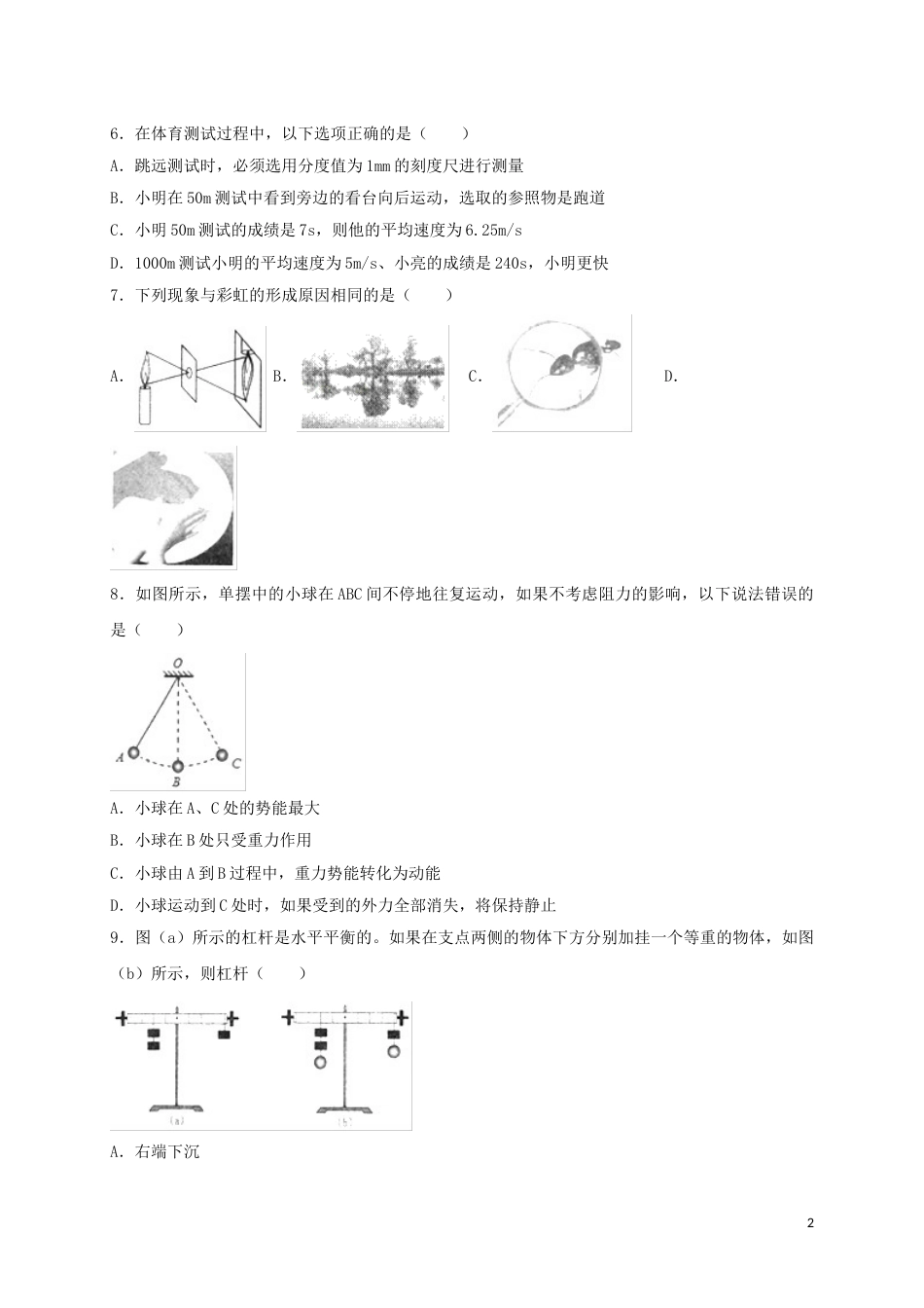 山东省临沂市2018年中考物理真题试题（含解析）.doc_第2页