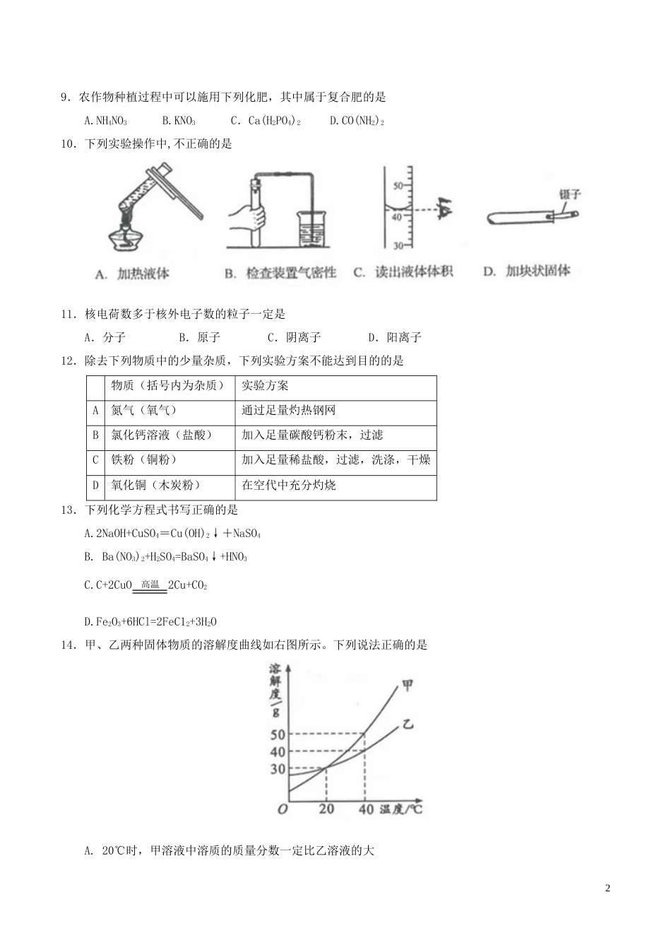 山东省临沂市2017年中考化学真题试题（含答案）.DOC_第2页