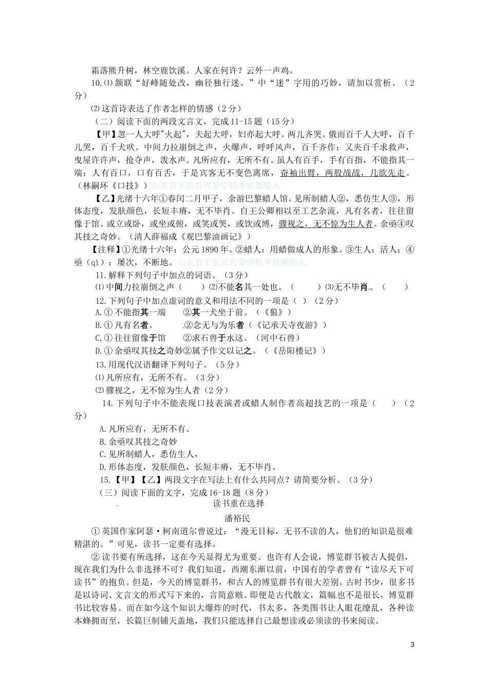 山东省临沂市2016年中考语文真题试题（含答案）.doc_第3页