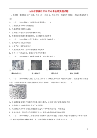 山东省聊城市2018年中考物理真题试题（含解析）.doc