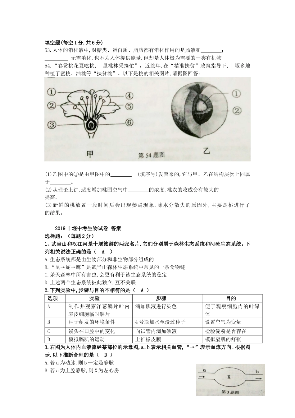 湖北省十堰市2019年中考生物真题试题.doc_第2页