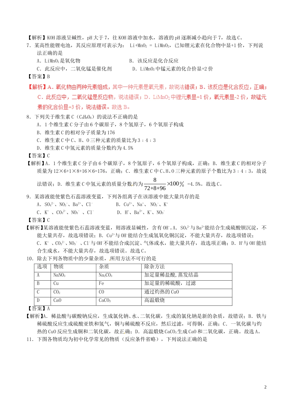 湖北省荆州市2017年中考化学真题试题（含解析）.DOC_第2页