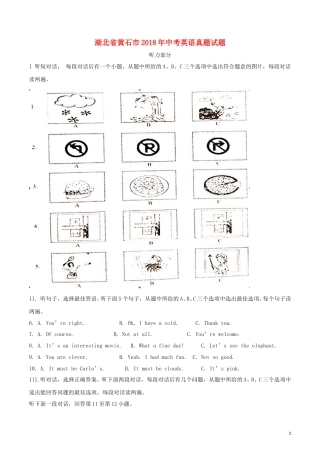 湖北省黄石市2018年中考英语真题试题（含解析）.doc