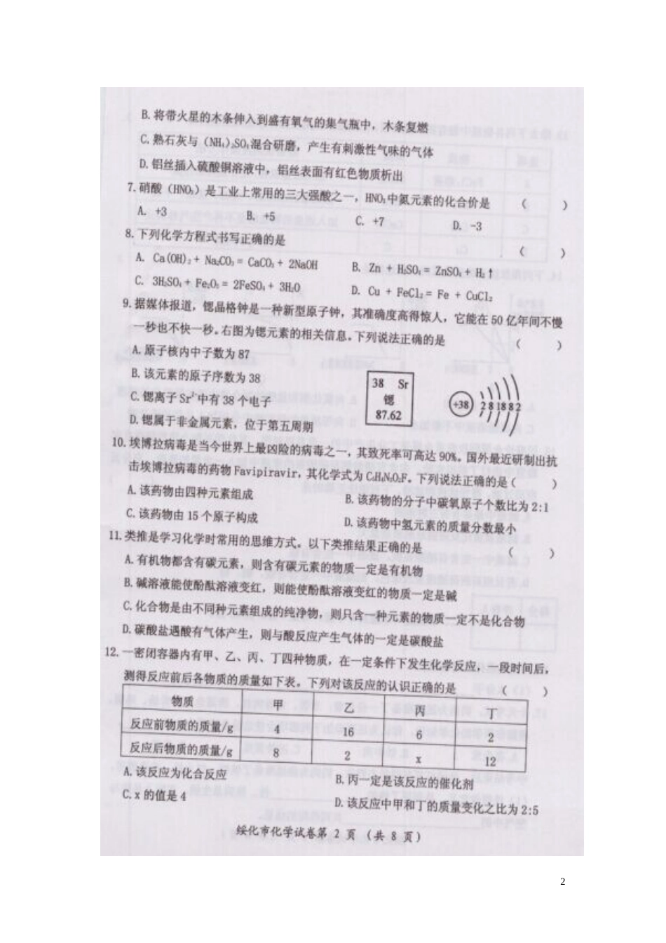 黑龙江省绥化市2015年中考化学真题试题（扫描版，含答案）.doc_第2页