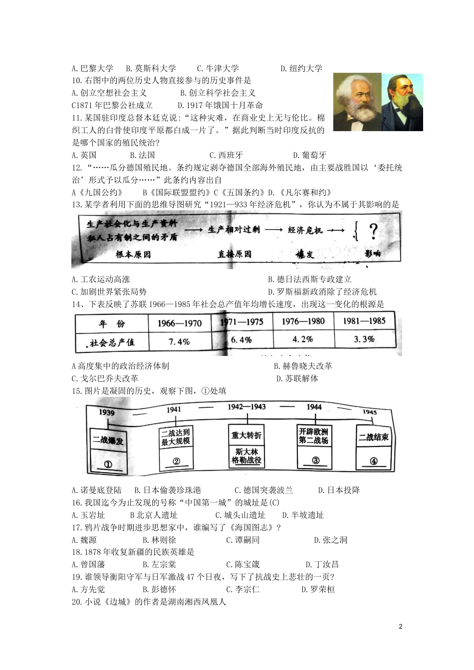 湖南省衡阳市2019年中考历史真题试题.doc_第2页