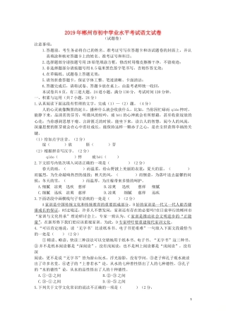 湖南省郴州市2019年中考语文真题试题.doc