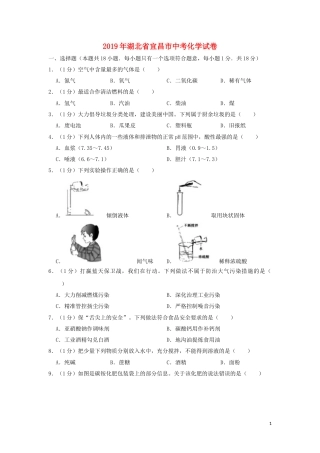 湖北省宜昌市2019年中考化学真题试题（含解析）.doc