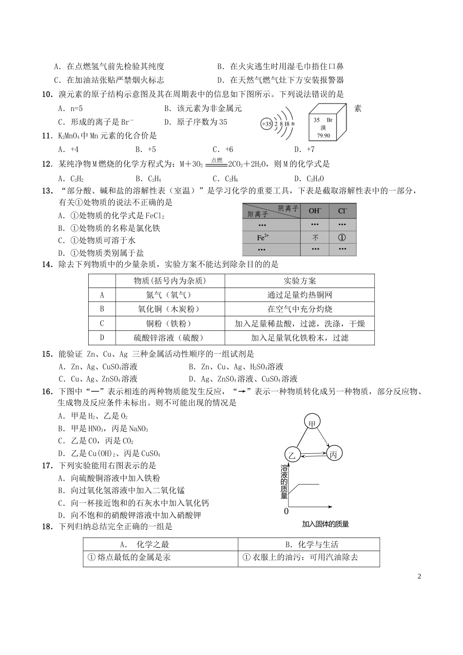 湖北省宜昌市2016年中考化学真题试题（含答案）.DOC_第2页