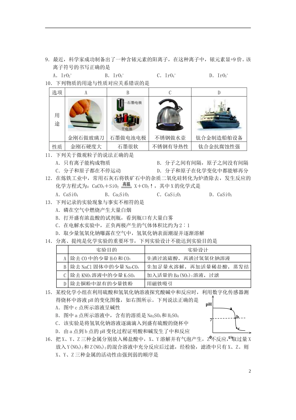 湖北省宜昌市2015年中考化学真题试题（含扫描答案）.doc_第2页