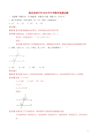 湖北省咸宁市2018年中考数学真题试题（含解析）.doc
