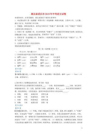 湖北省武汉市2019年中考语文真题试题（含解析）.doc