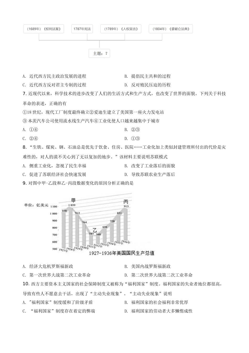 湖北省随州市2021年中考历史试题（原卷版）.doc_第2页