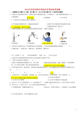 湖南省长沙市2019年中考化学真题试题（含解析）.docx