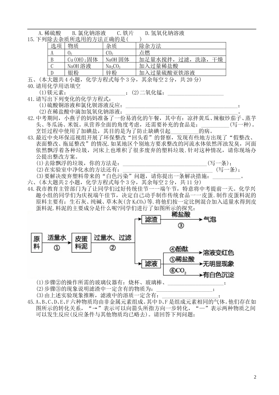 湖南省长沙市2018年中考化学真题试题（含答案）.doc_第2页