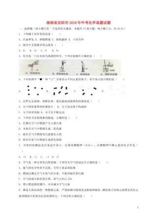 湖南省岳阳市2018年中考化学真题试题（含解析）.doc