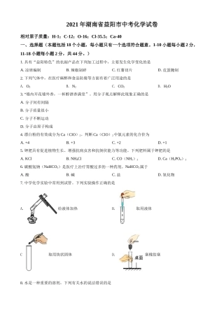 湖南省益阳市2021年中考化学试题（原卷版）.doc