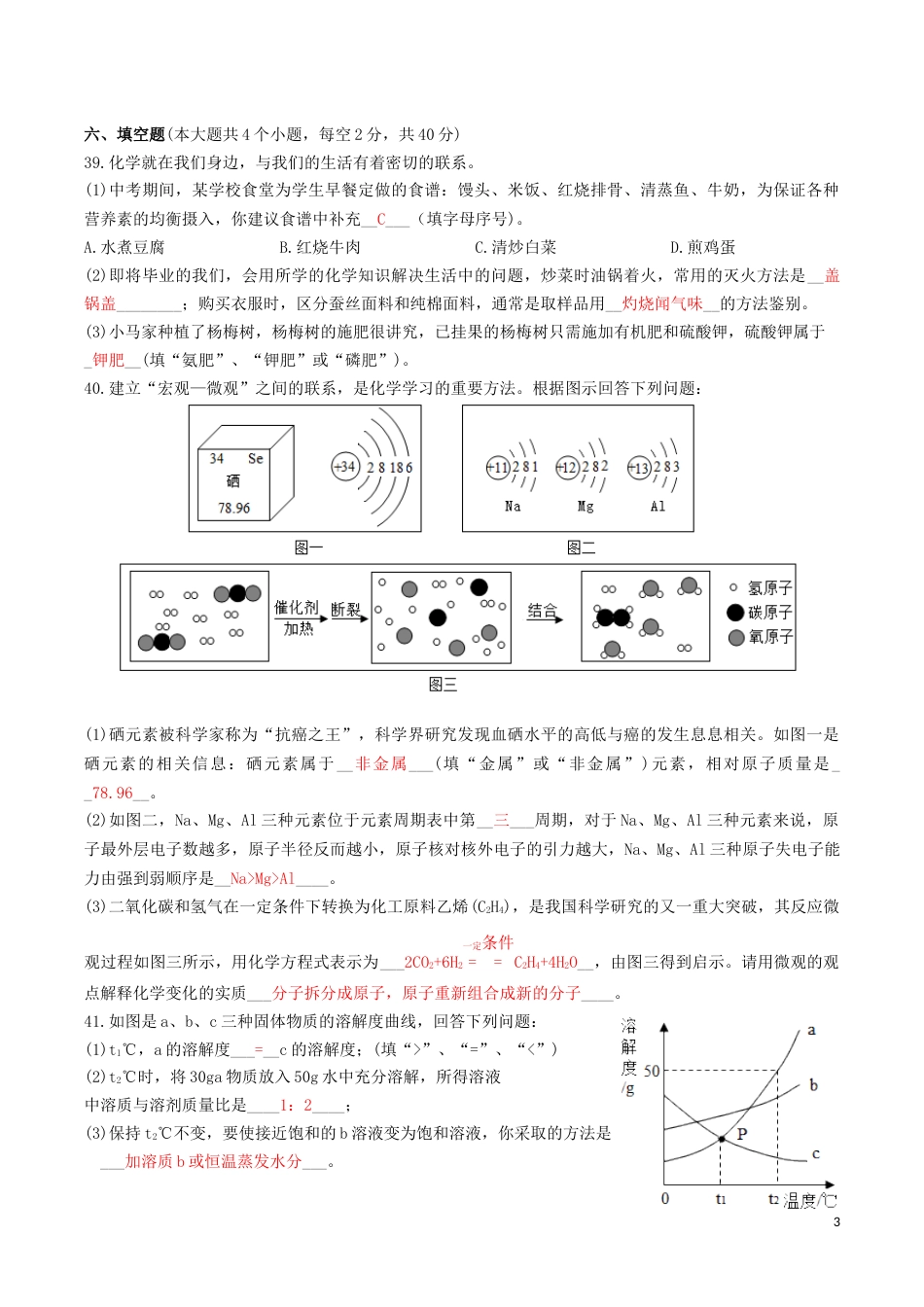 湖南省娄底市2019年中考化学真题试题.docx_第3页