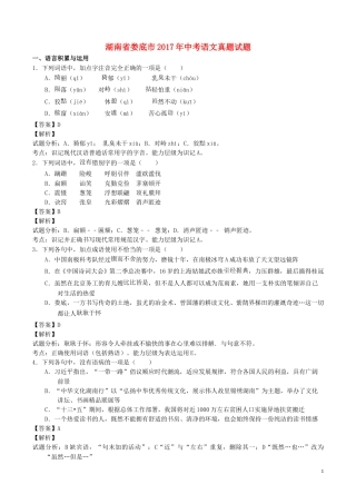 湖南省娄底市2017年中考语文真题试题（含解析）.doc