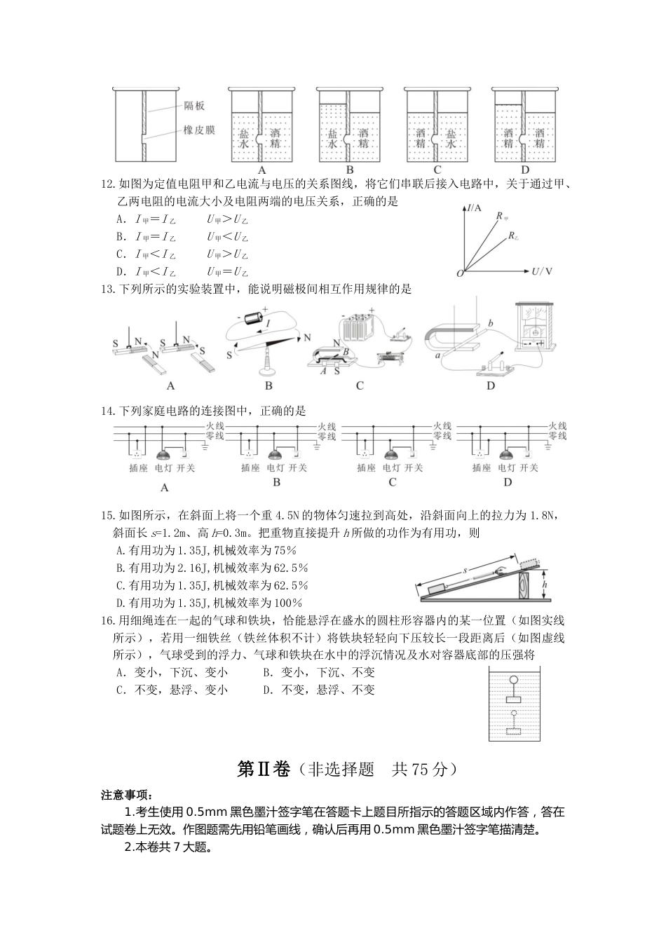 2021年四川省乐山市中考物理真题 (原卷版).docx_第3页