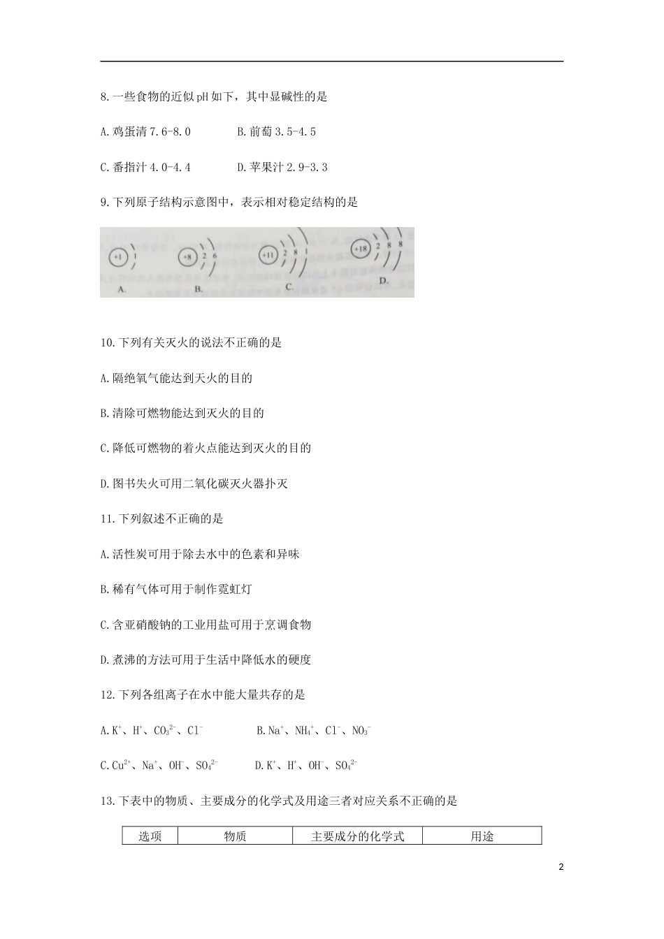 江苏省南京市2019年中考化学真题试题.docx_第2页