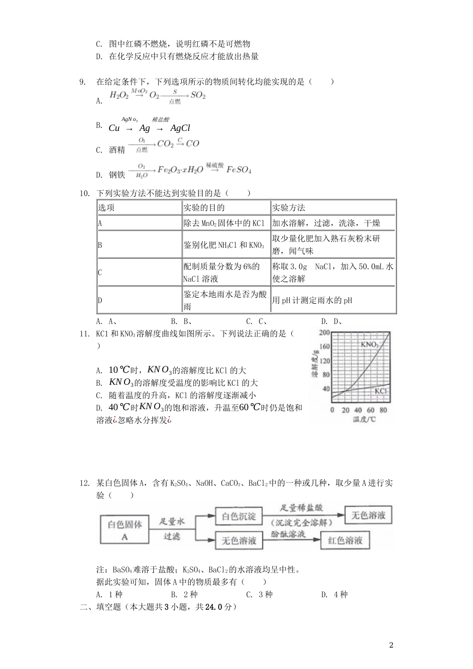 江苏省连云港市2019年中考化学真题试题（含解析）.docx_第2页