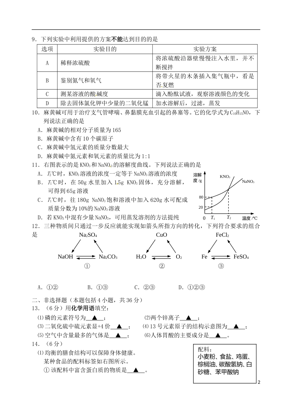 江苏省连云港市2015年中考化学真题试题（含答案）.doc_第2页